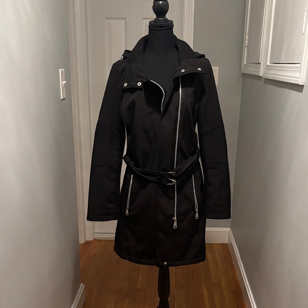 NWOT Calvin Klein Black Trench Coat with Belt